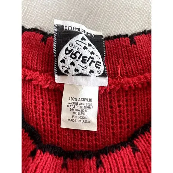 Arielle Sz S Vintage Teddy Bear Sweater Red Holiday Christmas Ugly 90's Kidcore - Picture 12 of 12